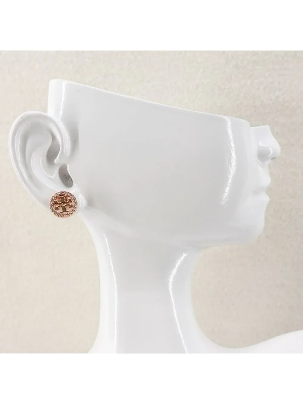 Tory Burch Miller Pavé Stud Earrings Rose Gold/Crystal OS